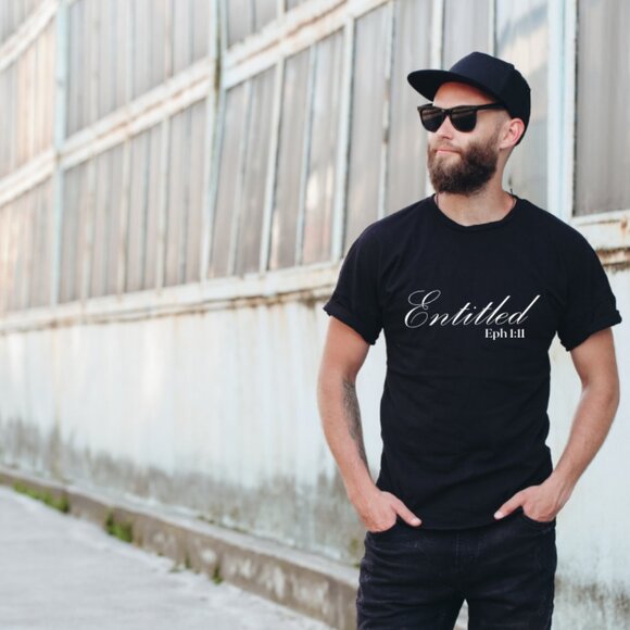 Men's Black "Entitled" Tees - Picture 1 of 2
